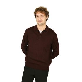 Ateş Triko 6091023 Polo Yaka Düğmeli Yün K. Bordo Erkek Kazak