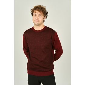 Ateş Triko 8060920243035 Bisiklet Yaka Desenli Yün Bordo Erkek Kazak