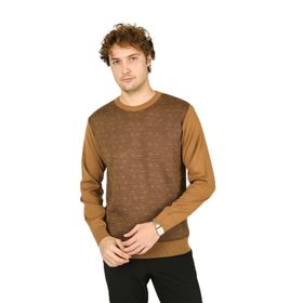 Ateş Triko 8060920243035 Bisiklet Yaka Desenli Yün Camel Erkek Kazak
