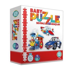 AteşTech Sevimli Araçlar 12 Adet Baby Puzzle