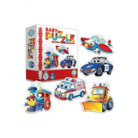 AteşTech Sevimli Araçlar 12 Adet Baby Puzzle