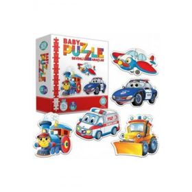 AteşTech Sevimli Araçlar 12 Adet Baby Puzzle