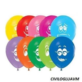 Atom 100'lü Gülen Yüz Baskılı Balon