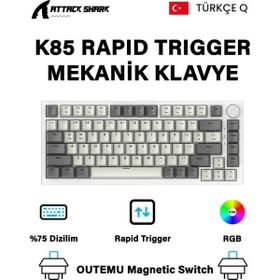 Attack Shark K85 RGB %75 TKL Manyetik Switch Kablolu Mekanik Gaming Klavye