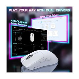Attack Shark X1 Beyaz Şarj İstasyonlu Kablolu/Kablosuz Dokunmatik Gaming Mouse