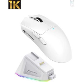 Attack Shark X11 Beyaz Şarj İstasyonlu Optik Kablolu/Kablosuz Gaming Mouse