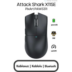 Attack Shark X11SE Şarjlı Optik Kablolu/Kablosuz Gaming Mouse