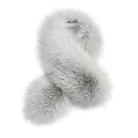 Aublinto Scha Gri Light Grey Yumuşak Kürk Yaka Kadın Şal Atkısı