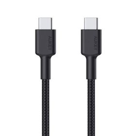 Aukey CB-CD45-BK 0.9 mt Siyah Naylon Örgülü Type-C to Type-C Şarj Kablosu