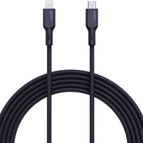 Aukey CB-NCL1-BK 1.8 mt Naylon Örgülü 3A 480 Mbps Type-C Lightning Kablosu