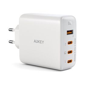 Aukey Pa-B7S-Wh 100W Dört Bağlantı Noktalı Pd Gan Duvar Şarj Cihazı Çoklayıcı & Dağıtıcı