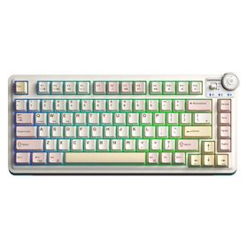 Aula AU75 3 Modlu Mekanik Gaming Krem Kablosuz Klavye RGB TKL Bloomfield Switch Hot Swap Makrolu Oyuncu Klavyesi