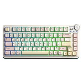 Aula AU75 3 Modlu Mekanik Gaming Krem Kablosuz Klavye RGB TKL Bloomfield Switch Hot Swap Makrolu Oyuncu Klavyesi