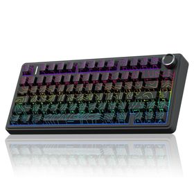 Aula F75 Siyah Desenli Mekanik RGB TKL Seiya Switch Kablosuz Makrolu Hot Swap Gaming Klavye