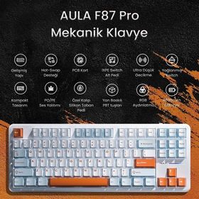 Aula F87 Pro RGB TKL Nimbus V3 Switch Kablolu/Kablosuz Oyuncu Klavyesi