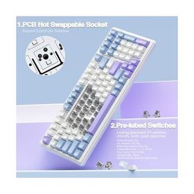 Aula F99 Lila 3 Modlu Rgb Hot Swap Mekanik Linear Graywood V3 Switch Kablosuz Makrolu Klavye