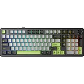 Aula F99 Pro Yeşil 3 Modlu RGB Hot Swap Mekanik GrayWood V3 Switch Kablosuz Makrolu Gaming Klavye