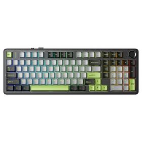 Aula F99 Pro Yeşil 3 Modlu RGB Hot Swap Mekanik GrayWood V3 Switch Kablosuz Makrolu Gaming Klavye