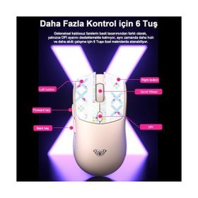Aula SC580X LightWeight Beyaz Makrolu Optik Şarjlı Kablolu/Kablosuz Gaming Mouse