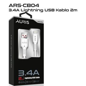 Auris ARS-CB04 3.4A Lightning USB 2 mt Şarj ve Data Kablosu