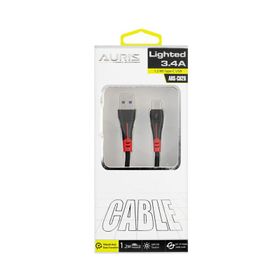 Auris ARS-CB26 3.4A 1.2 mt Işıklı Örgülü Fast Type-C Zore Data Şarj Kablosu