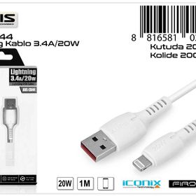 Auris ARS-CB44 20W 3.4A Lightning Şarj Data Veri Kablosu