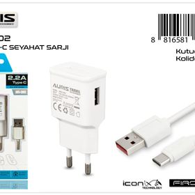 Auris ARS-CH02 Type-C Set 2.2A Beyaz Şarj Cihazı