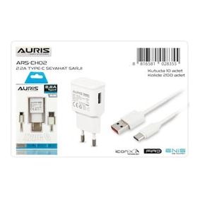 Auris ARS-CH02 Type-C Set 2.2A Beyaz Şarj Cihazı