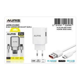 Auris ARS-CH30 Micro Set 2.6A Eco Beyaz Şarj Cihazı