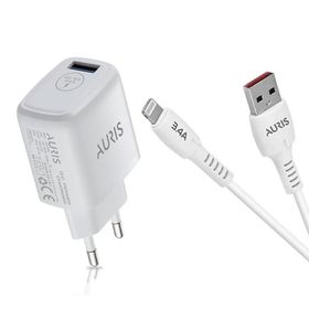 Auris ARS-CH41 iPhone Lightning USB Kablo ve Başlık Şarj Aleti Seti
