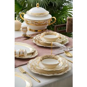 Aurora 60 Parça 12 Kişilik Gold Porselen Yemek Takımı