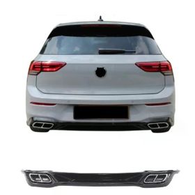 Auto GP Volkswagen Golf 8 Rline Çift Çıkış Piano Black 2021+ Arka Tampon Difüzörü
