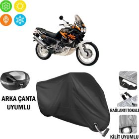 Autoes Honda XRV 750 Africa Twin Arka Çanta Uyumlu Tokalı Siyah Motosiklet Brandası
