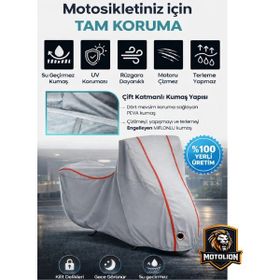 Autolion Peugeot Django 125 Gri Kırmızı Dikişli Kilitli Su Geçirmez Motor Brandası