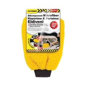 Automix Bikomponent Mikrofiber 20x25 cm Sarı Köpürtme ve Parlatma Eldiveni