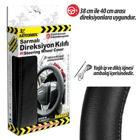 Automix Düz Siyah Sarmalı Direksiyon Kılıfı