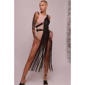 Ava Style Püsküllü Deri Ceket Püsküllü Seksi Deri Harness