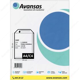 Avansas 1. Hamur 110 gr 24 cm x 32 cm 50'li Torba Zarf