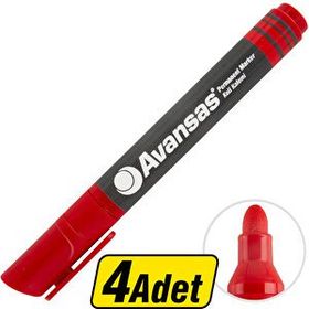 Avansas 907 Kırmızı Yuvarlak Uçlu 4 Adet Marker Kalem