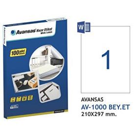 Avansas Av-1000 210x297 mm Beyaz Etiket