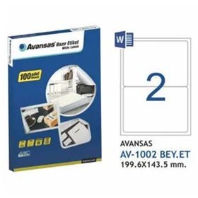 Avansas AV-1002 199,6x143,5 mm 2'li Beyaz Etiket