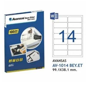 Avansas AV-1014 99,1x38,1 mm 14'lü Beyaz Etiket