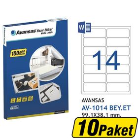 Avansas AV-1014 Beyaz 99.1x38.1 mm 14'lü 10 Adet Etiket