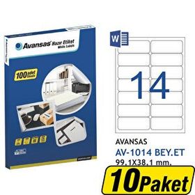 Avansas AV-1014 Beyaz 99.1x38.1 mm 14'lü 10 Adet Etiket