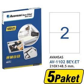 Avansas AV-1102 Beyaz 210x148.5 mm 2'li 5 Adet Etiket