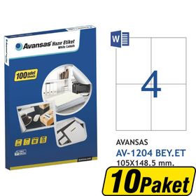 Avansas AV-1204 Beyaz 105x148.5 mm 4'lü 10 Adet Etiket