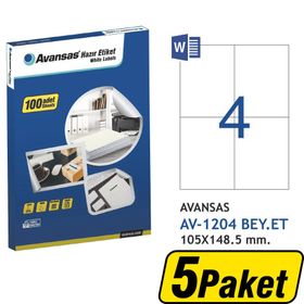 Avansas AV-1204 Beyaz 105x148.5 mm 4'lü 5 Adet Etiket
