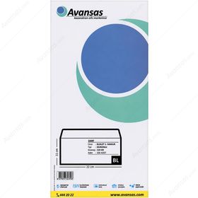 Avansas Beyaz 110 gr Silikonlu 11x22 cm 100'lü Buklet Zarf