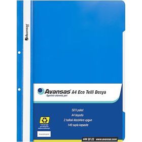 Avansas Eco A4 Boyut 50'li Mavi Telli Dosya