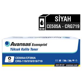 Avansas Econoprint HP CE505A 05A Canon CRG-719 Siyah Muadil Toner